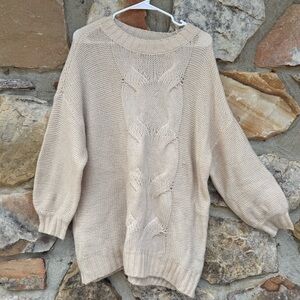 Aerie Cream Cable Knit Sweater 2019 Medium